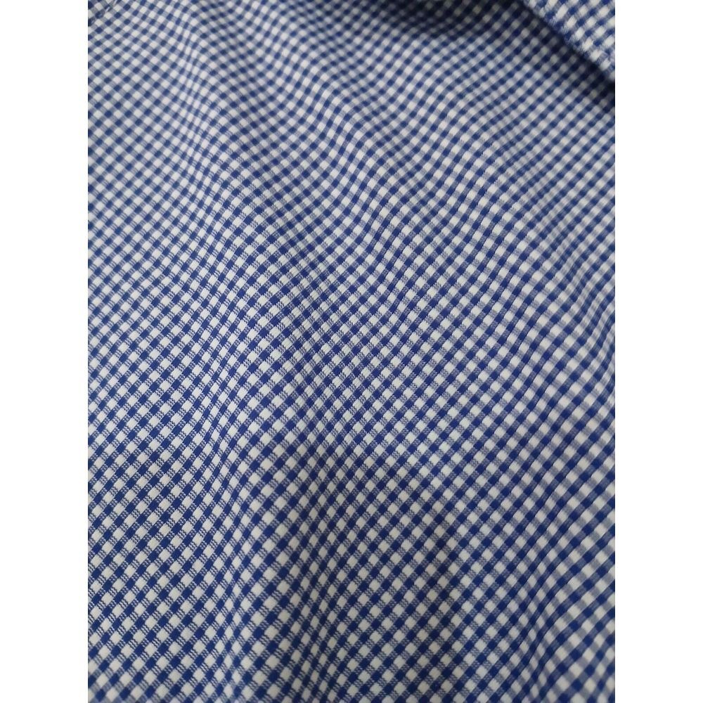 Mizzen & Main Shirt Men LARGE Blue Gingham Check Trim Fit Performance Button Up - Picture 3 of 5